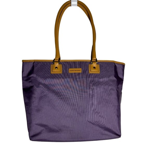 Hartmann Handbags - Hartmann Purple Nylon tote leather straps travel bag luggage zips closed